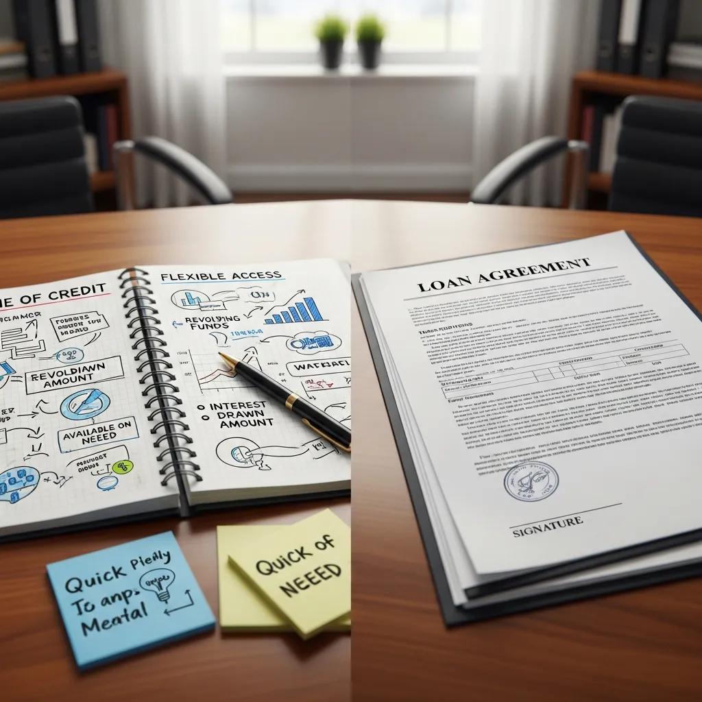 Documents comparing line of credit and loan