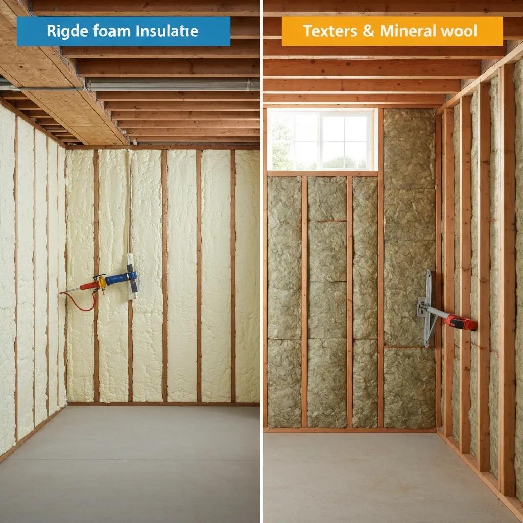 Comparison of rigid foam and mineral wool insulation materials for basement walls