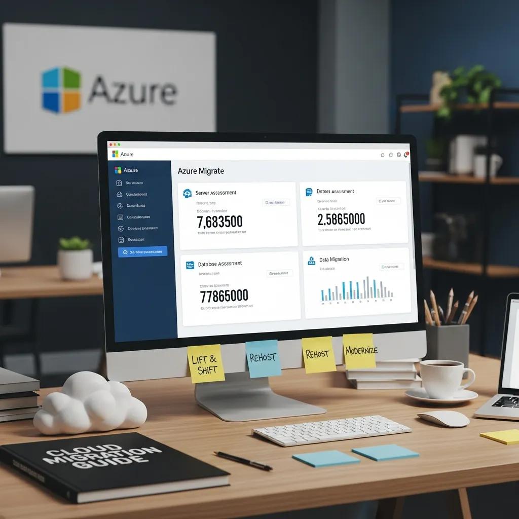 Computer screen showing Azure migration tools in a professional workspace