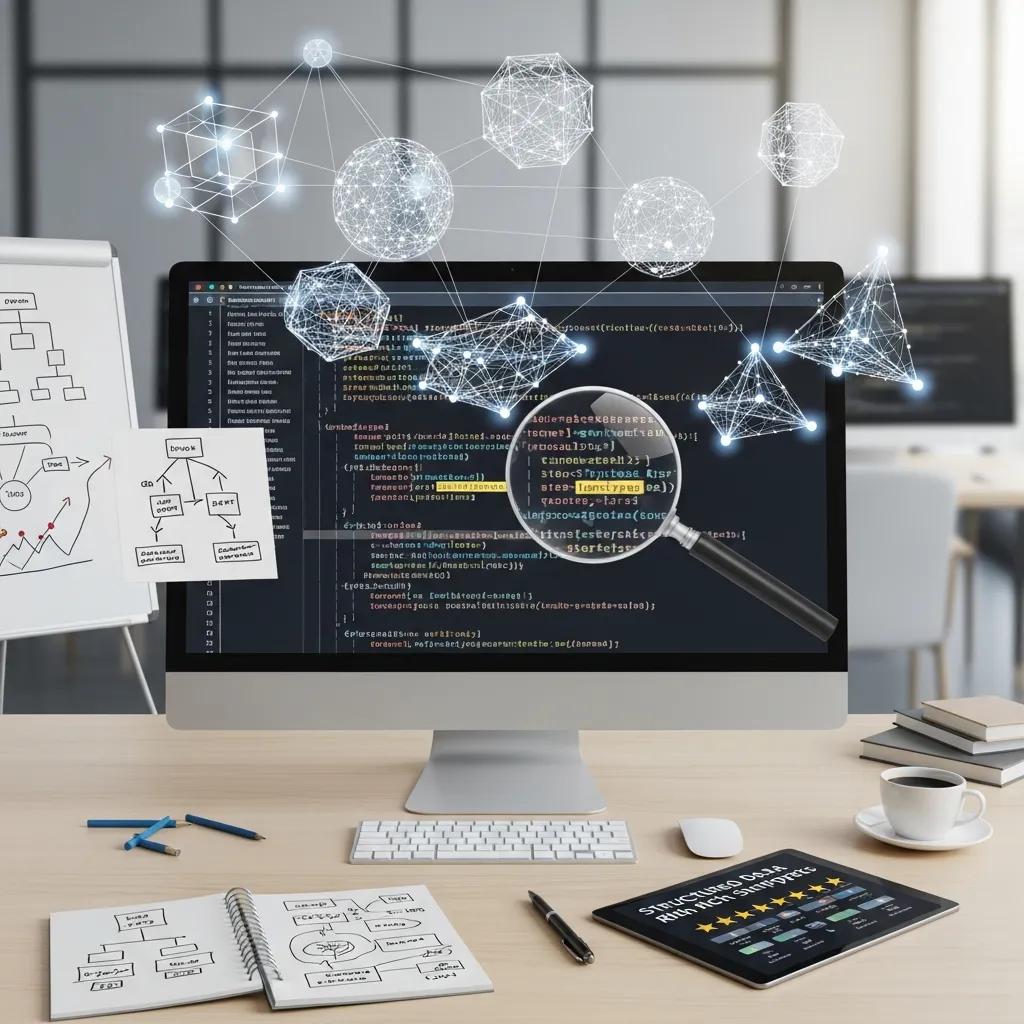 Computer screen showing structured data implementation for enhancing AI SEO