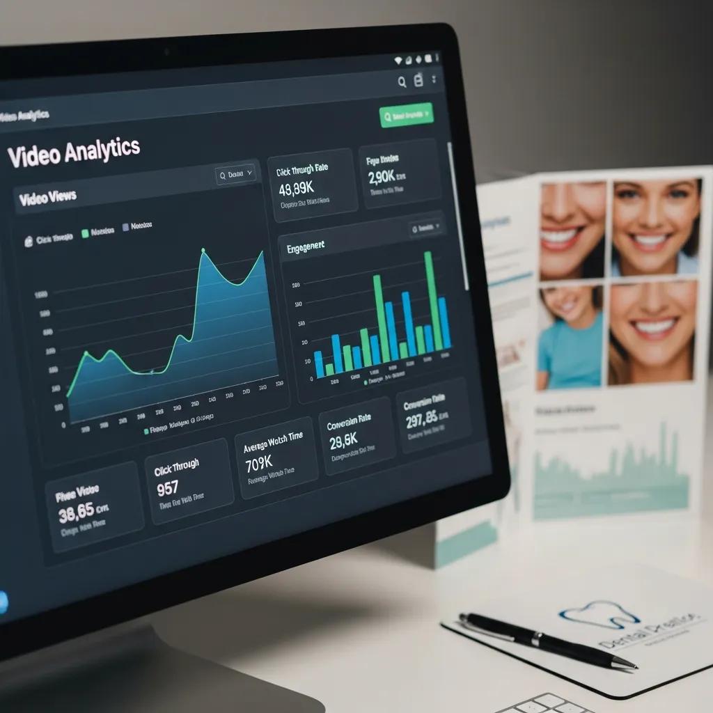 Computer screen showing video analytics and performance metrics