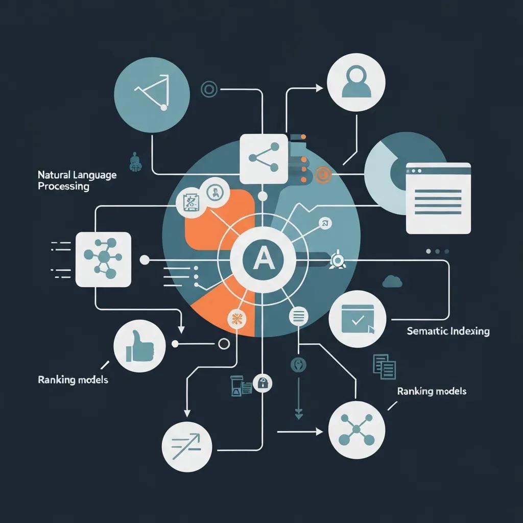 Diagram of AI search components highlighting NLP and ranking models