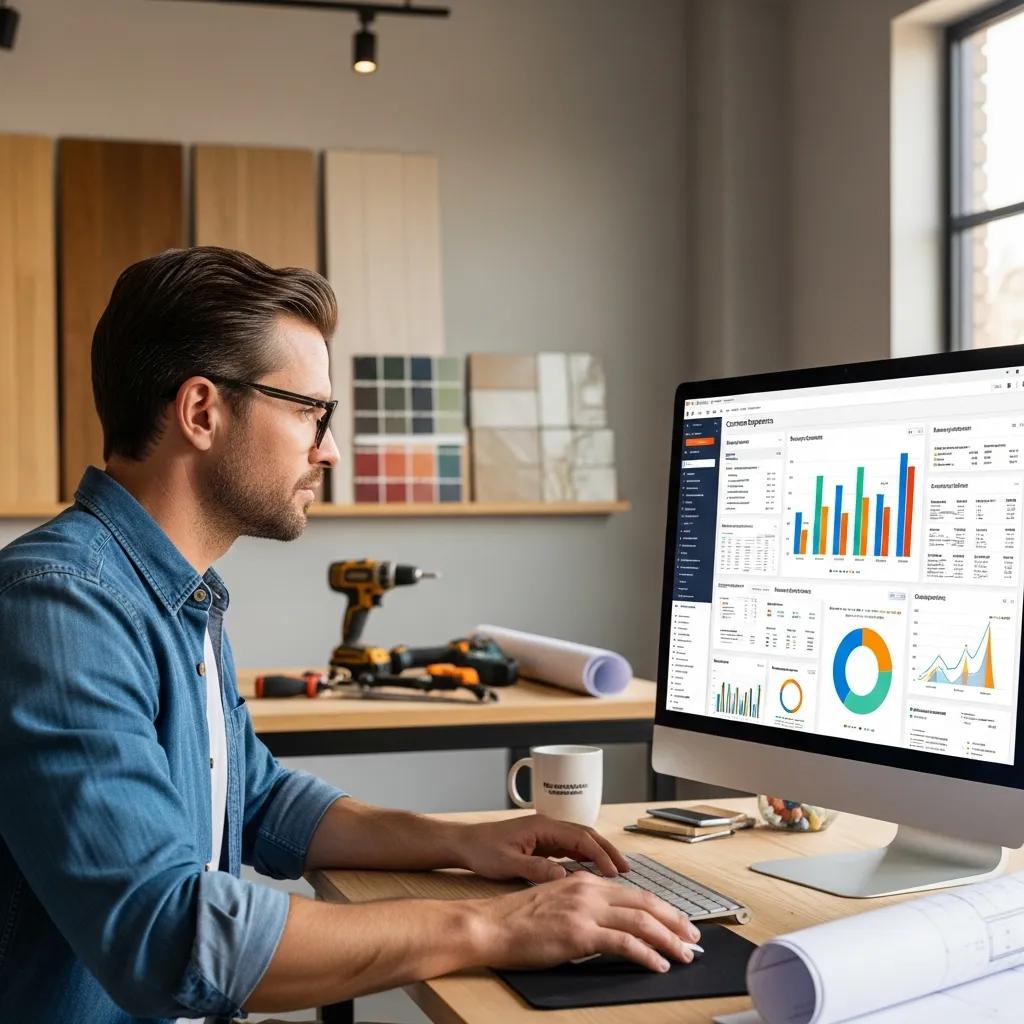 Contractor reviewing segmentation data on a laptop