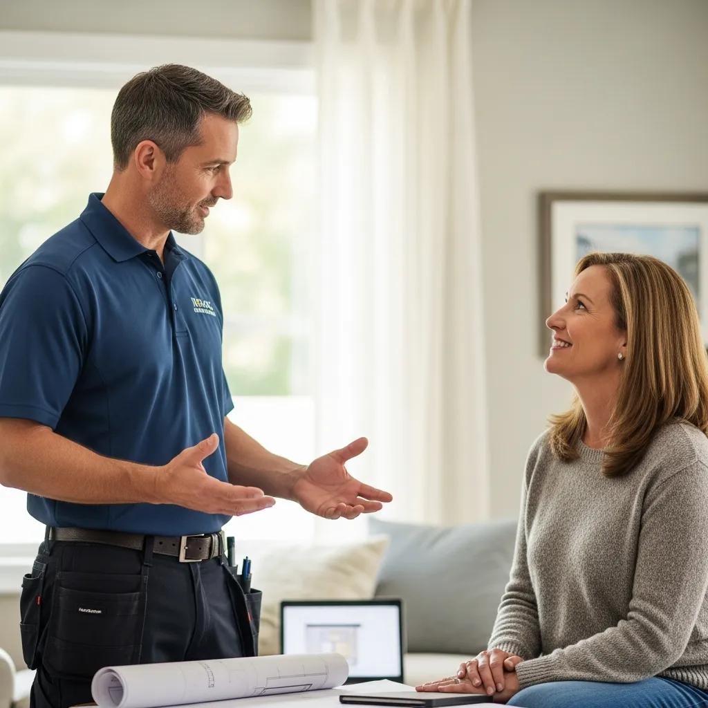 On-site rapport building between contractor and homeowner illustrating the RPC Framework