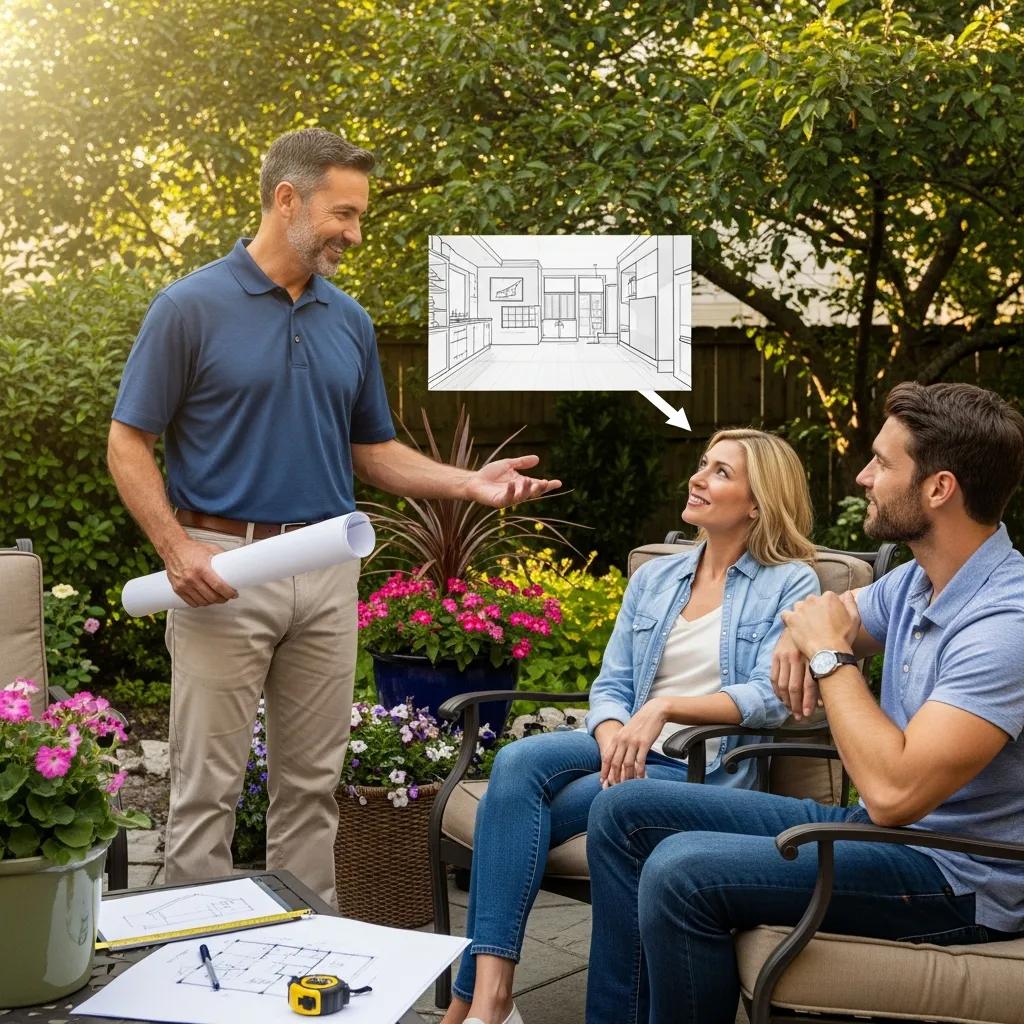 Contractor building rapport with homeowners through confident, calm body language