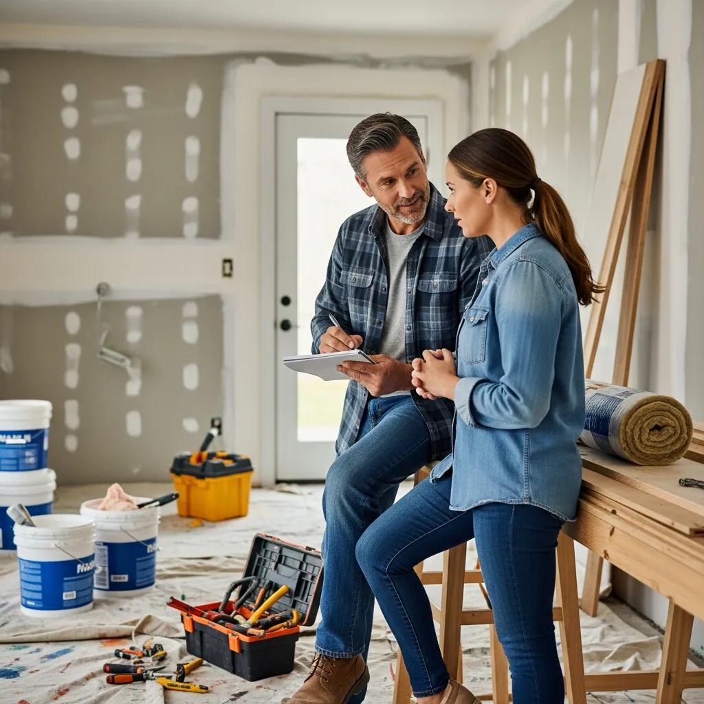 Contractor listening and taking notes while a homeowner explains renovation concerns