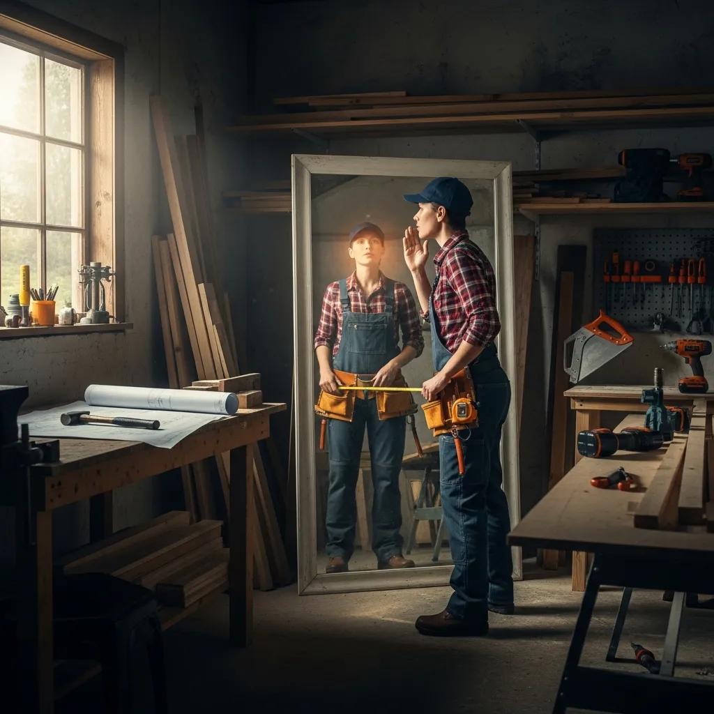 Contractor practicing brief affirmations in a workshop