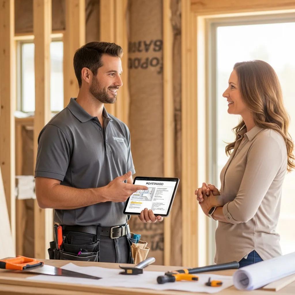 Contractor walking a homeowner through a proposal — sales resilience in the field