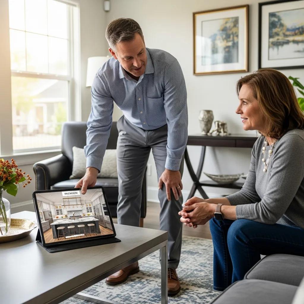 Contractor presenting a value-focused proposal to a homeowner