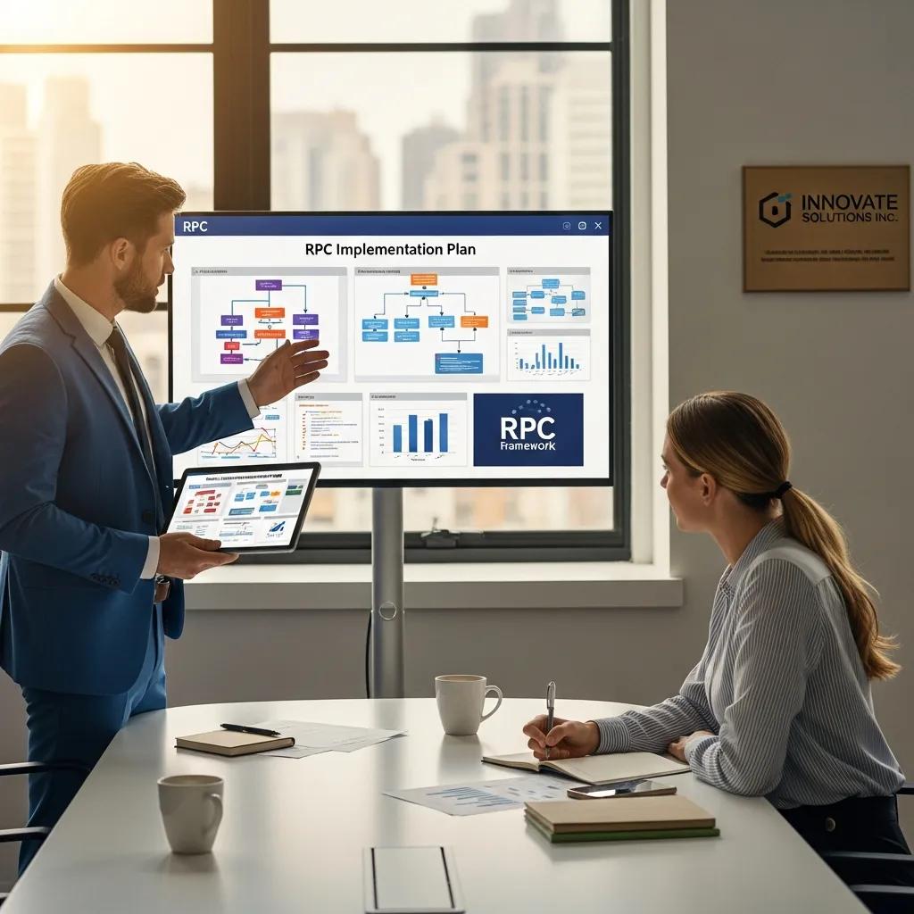 Contractor explaining the RPC Framework to a client in a professional setting