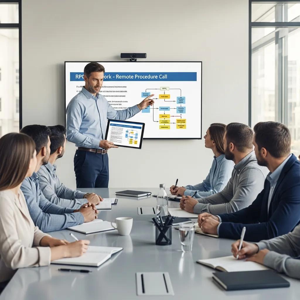 Trainer explaining the RPC Framework to a contracting crew