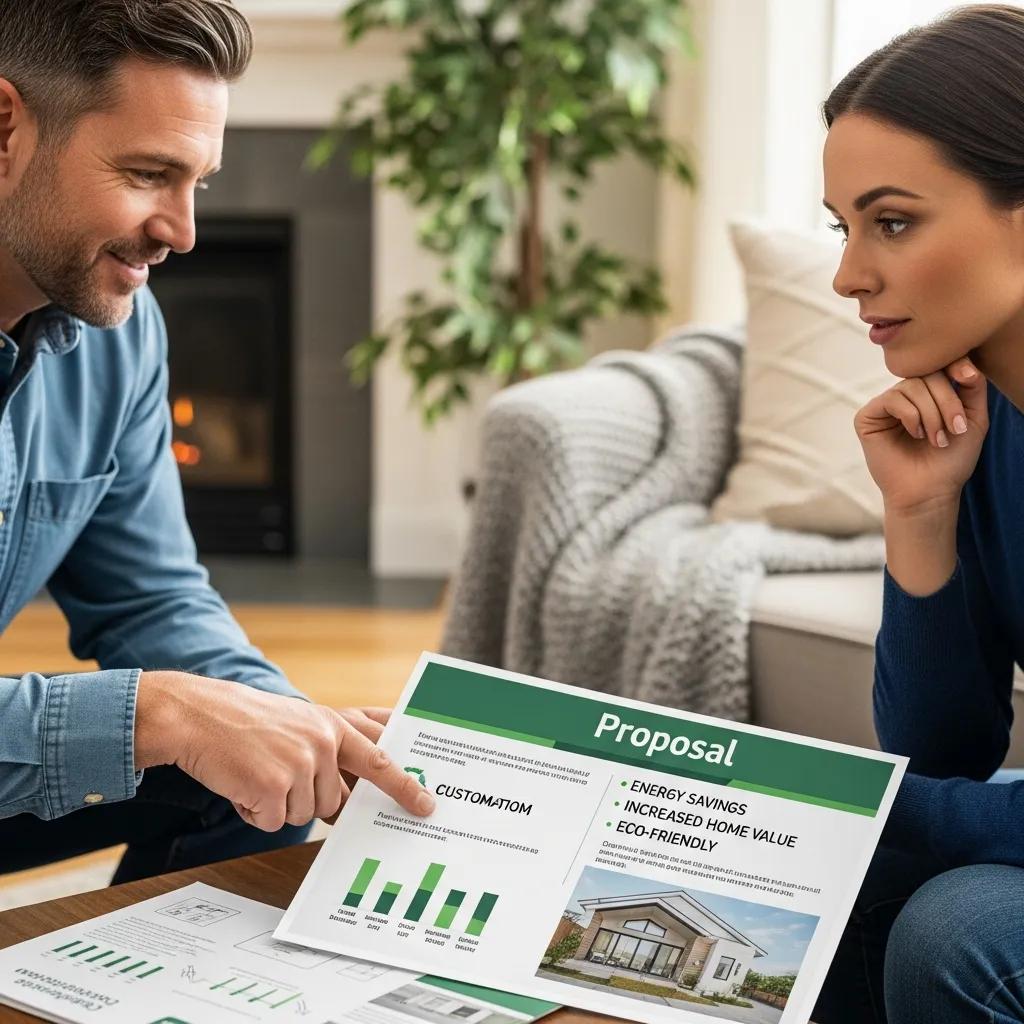 Contractor presenting a short, homeowner-focused value statement during a consultation