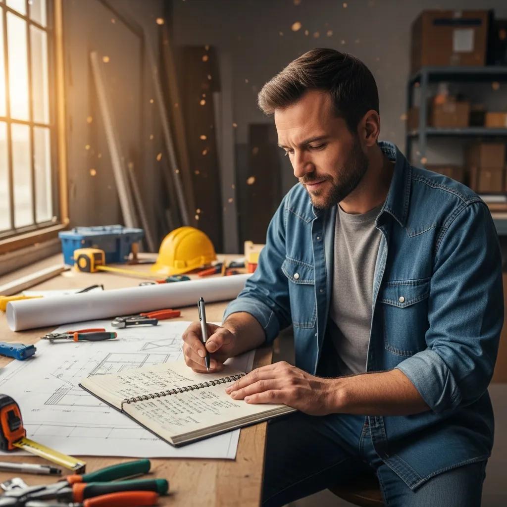 Contractor reviewing past jobs to learn and build a stronger sales mindset