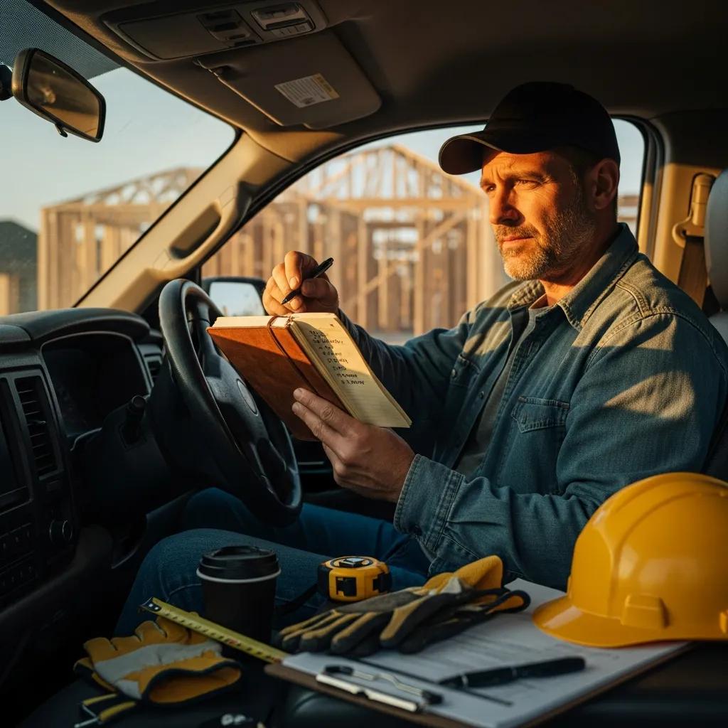Contractor reflecting in their truck after a tough sales day — building resilience