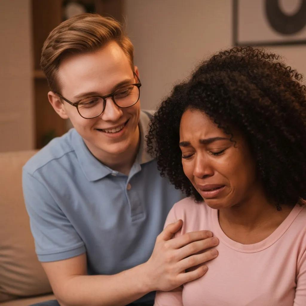 A counselor offering compassionate grief support in a calm, private office A counselor offering compassionate grief support in a calm, private office