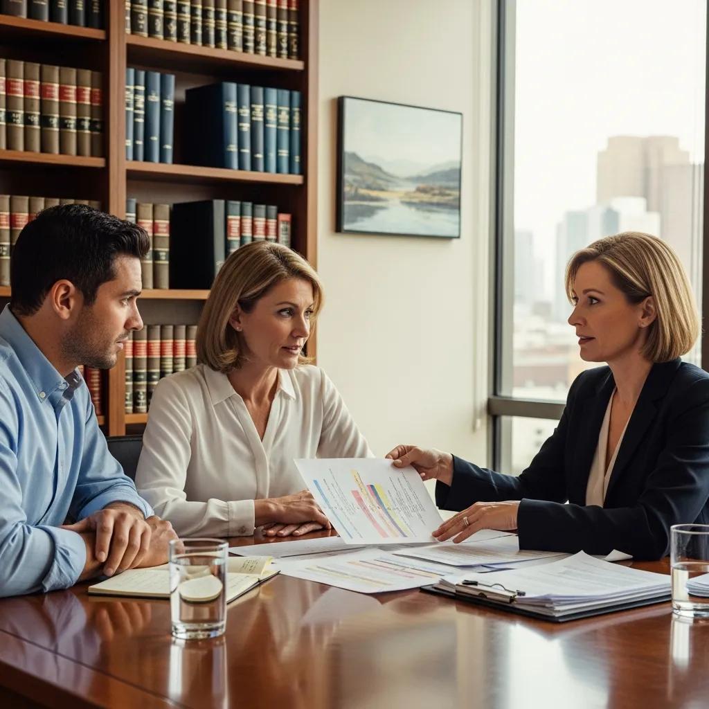 Couple meeting with a Charleston family law attorney to discuss the divorce process and next steps Couple meeting with a Charleston family law attorney to discuss the divorce process and next steps