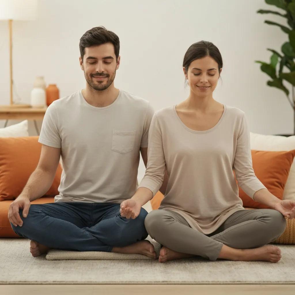 Couple practicing mindfulness together, emphasizing presence and connection in intimacy