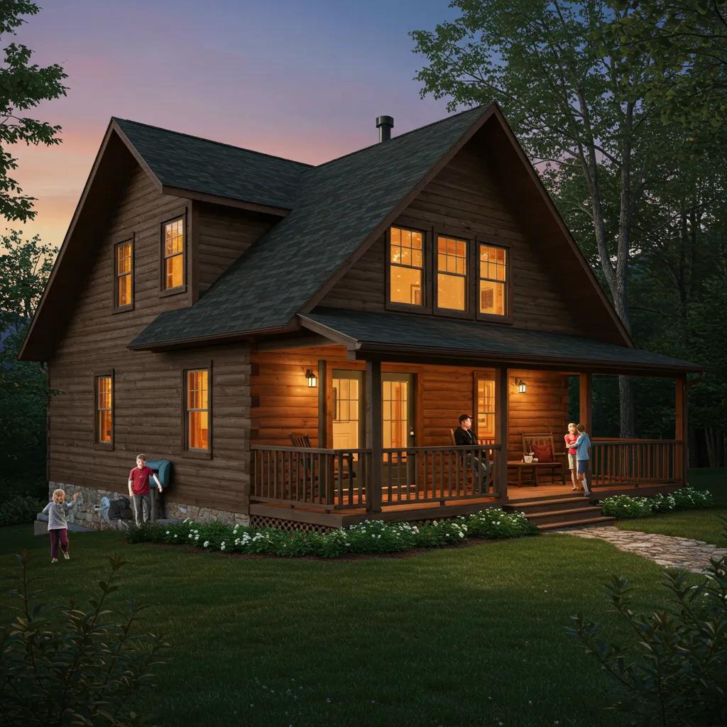 Cozy family cabin in the Blue Ridge Mountains with a family enjoying the outdoor space