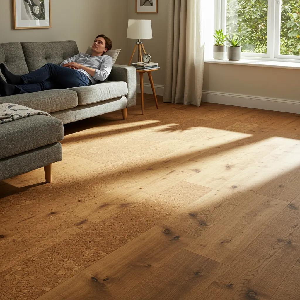 Cozy living room showcasing various flooring types emphasizing energy efficiency and comfort