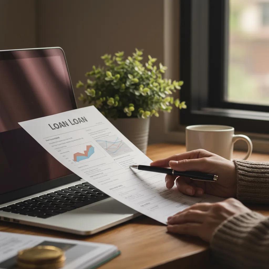 Cozy workspace with a person reviewing financial documents related to免TU貸款