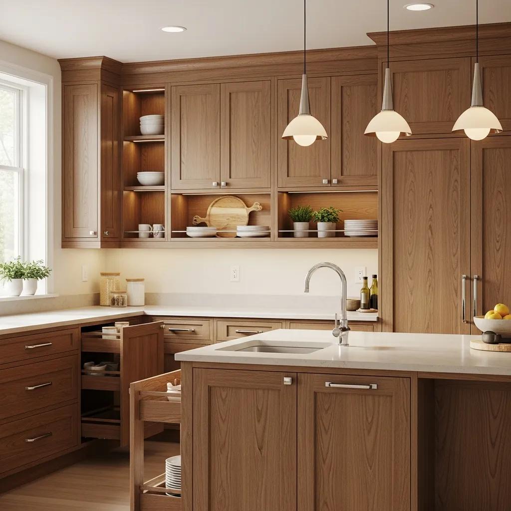 Custom kitchen cabinets in a modern setting, emphasizing craftsmanship and design
