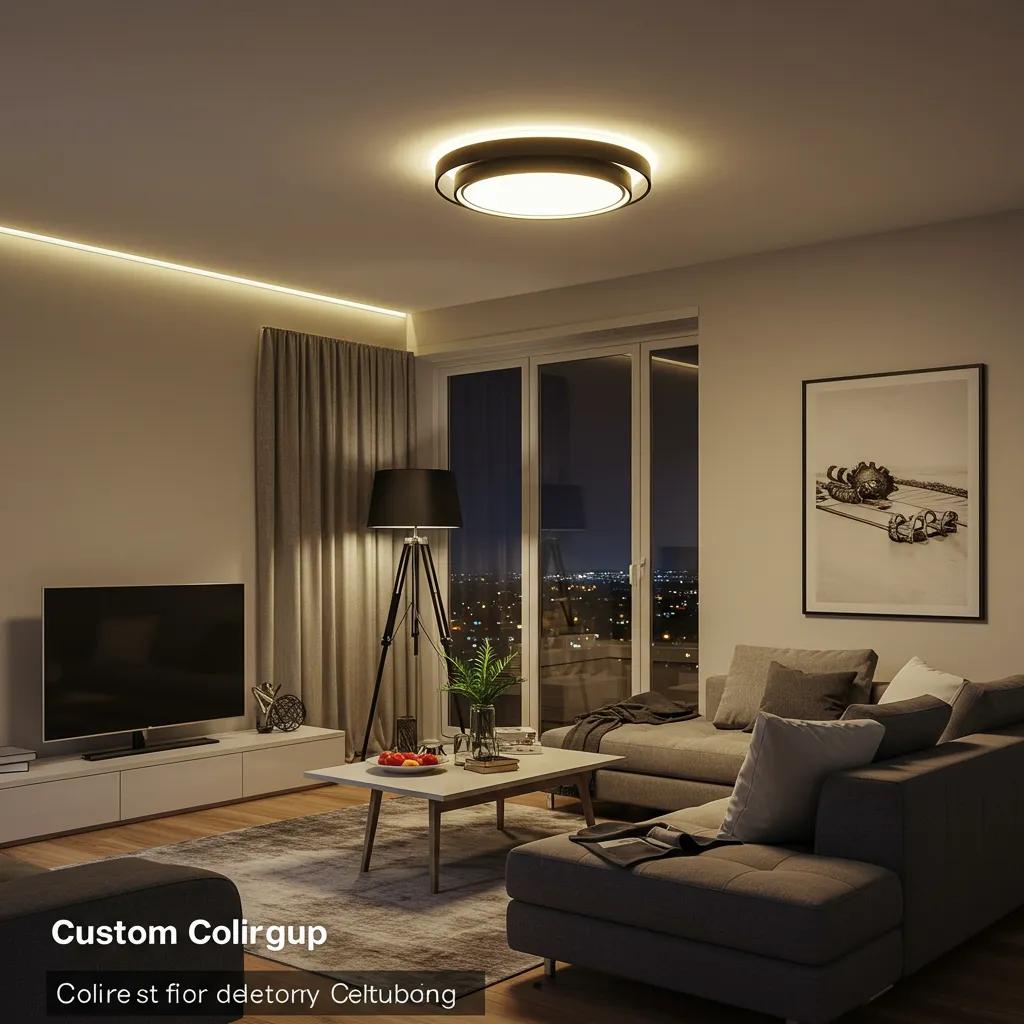 Custom lighting solutions creating ambiance in a beautifully designed living room Custom lighting solutions creating ambiance in a beautifully designed living room