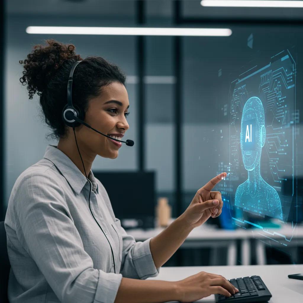 A dynamic collage showcasing AI voice agents deployed across diverse industries, including healthcare, retail, and finance, demonstrating their versatile applications