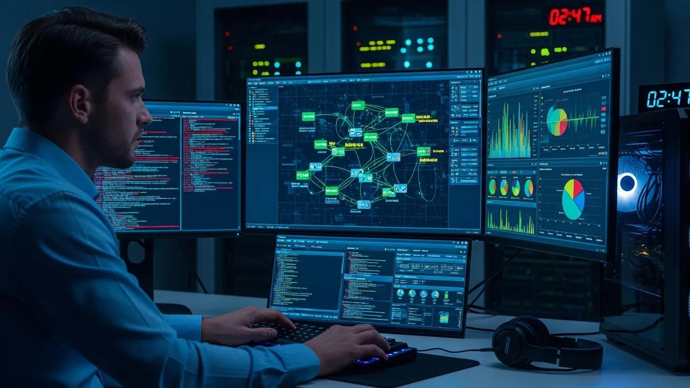 Cybersecurity analyst performing network security testing on a computer