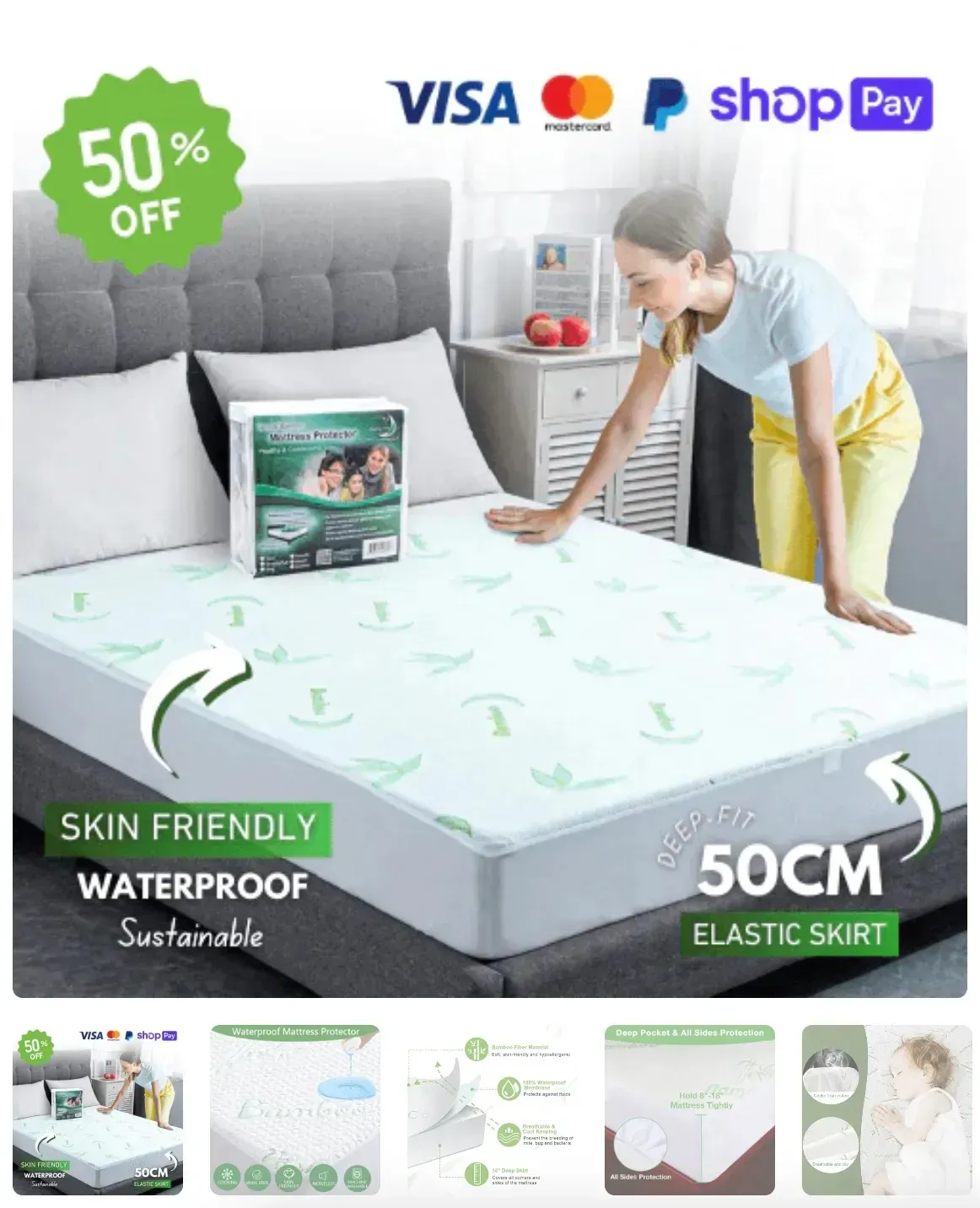 Flat lay of bamboo bedding care items emphasizing proper maintenance and eco-friendliness