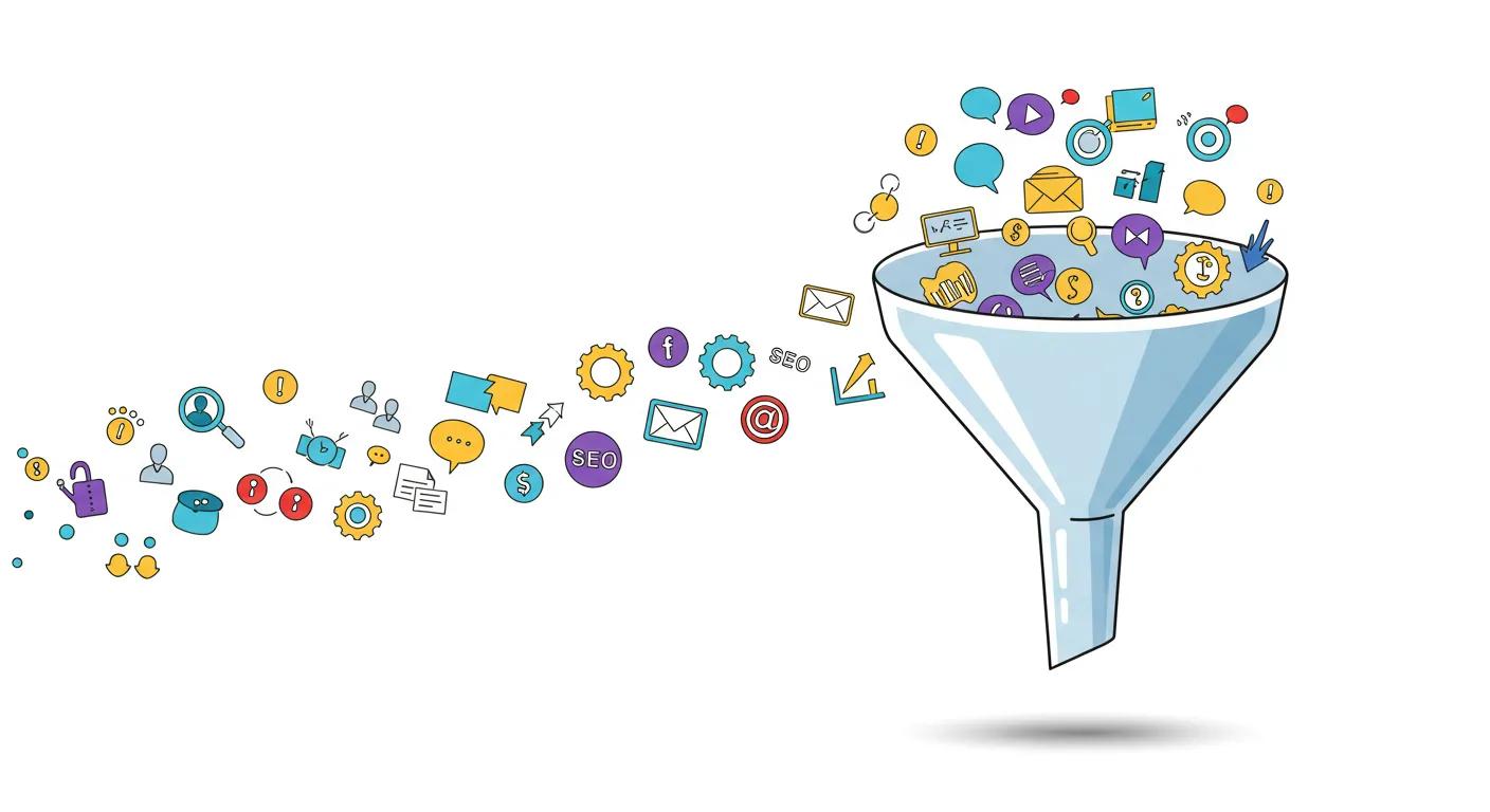 Lead funnel illustration showing capture and nurture
