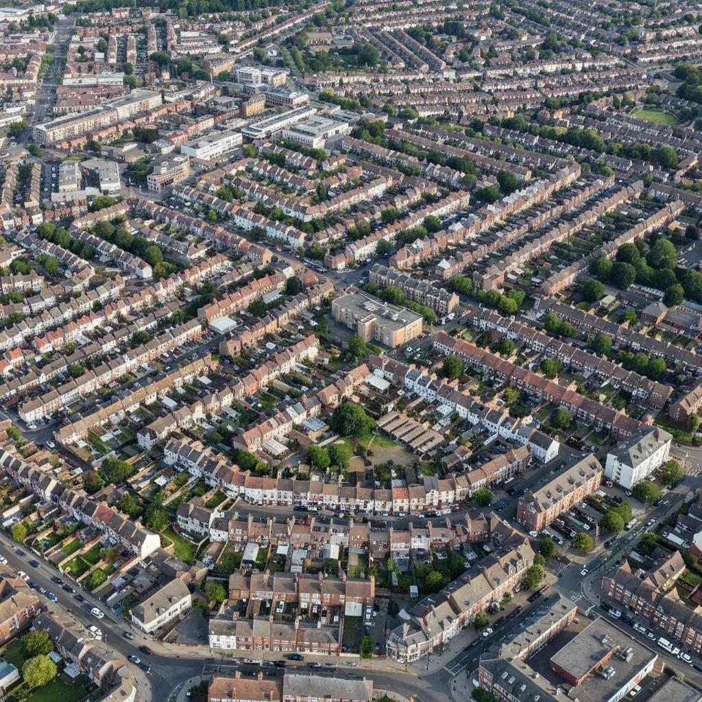 Aerial view of Croydon neighbourhoods — showing why local knowledge matters for process serving