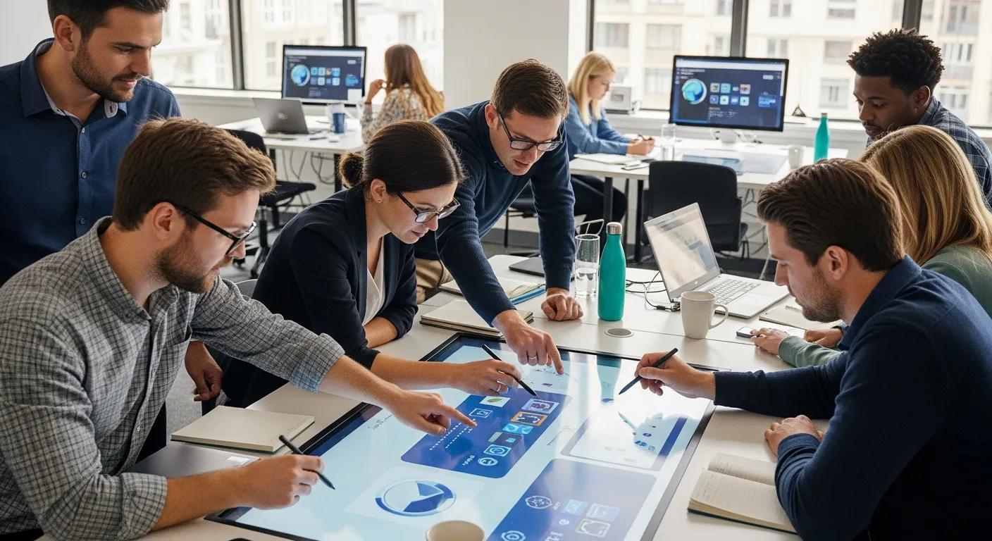 Workshop participants using interactive tools for skills development