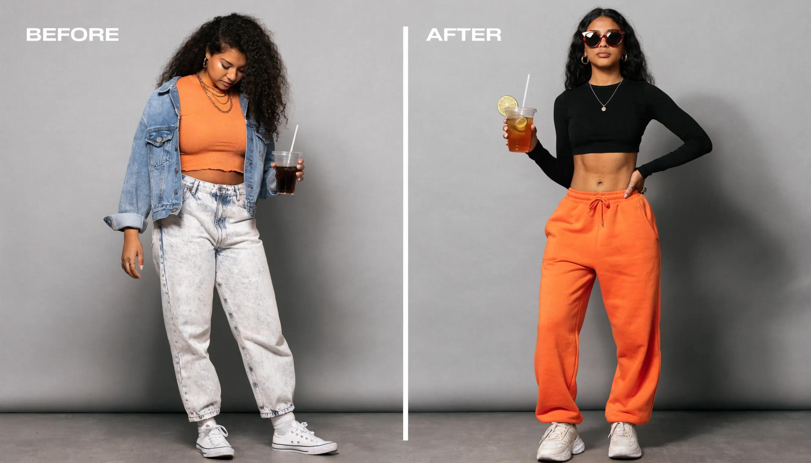 Before-and-after transformation of a client illustrating success through nutrition coaching