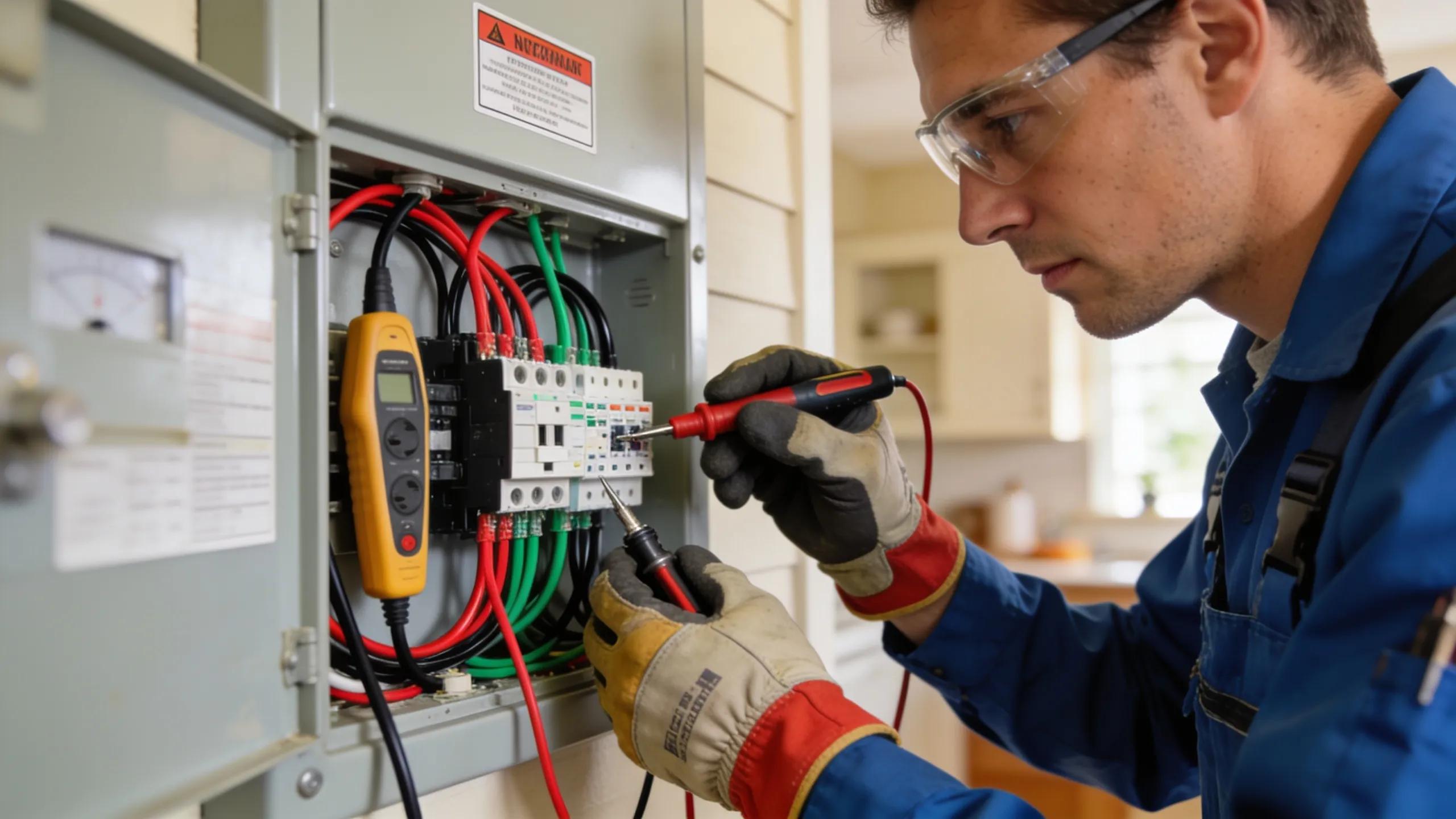 Licensed electrician installing wiring and components — professional residential service