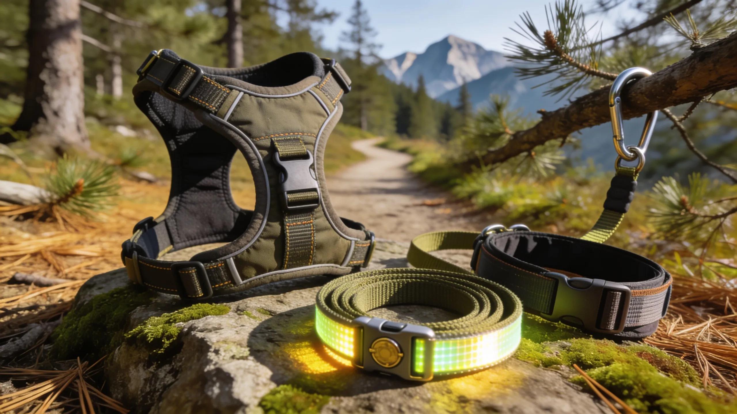 Collection of durable outdoor dog gear tailored for effective recall training