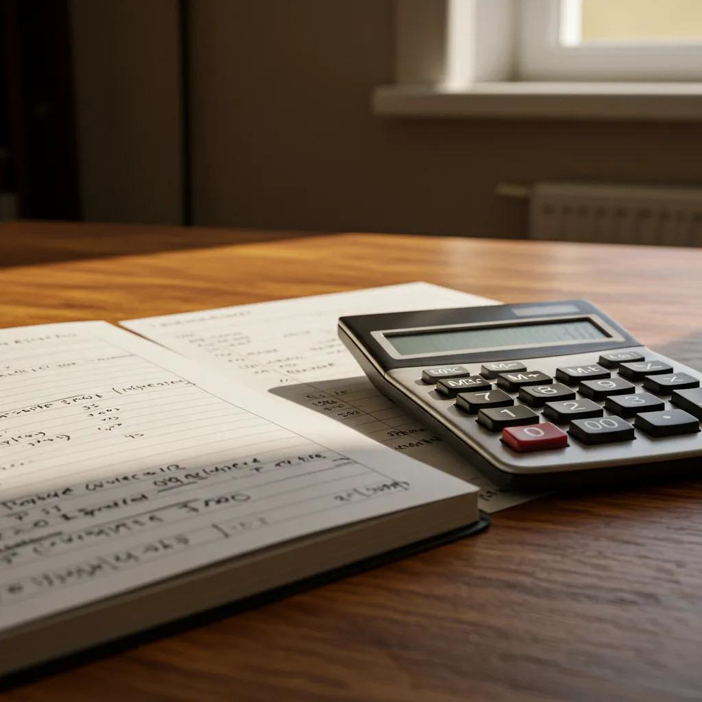 Calculator and notebook showing cost considerations for hiring an investigator in Watford