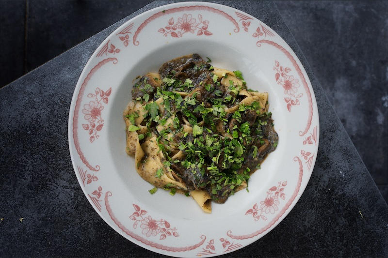 House-made mushroom pasta served at Civico 1845