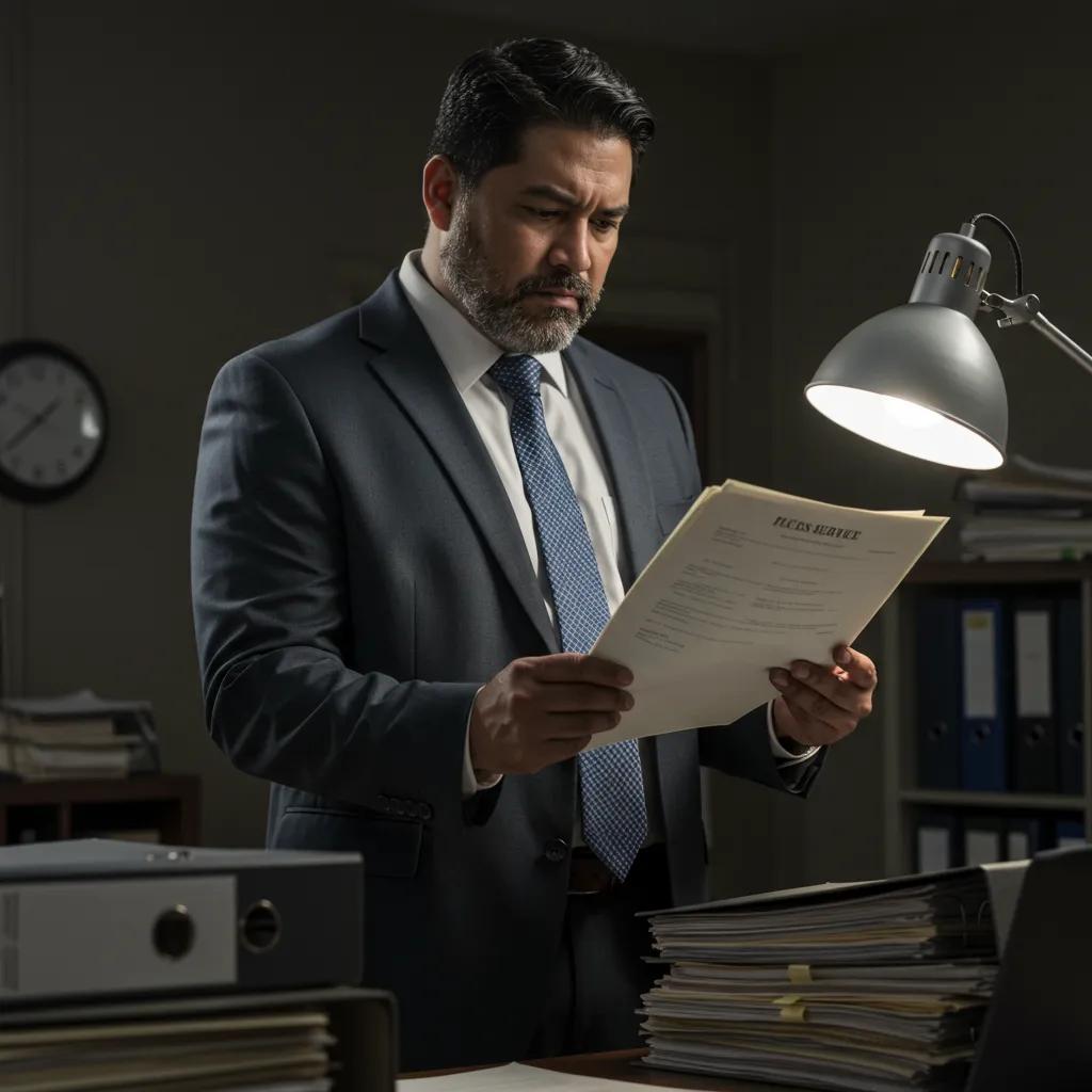 Process server preparing urgent legal documents, highlighting the importance of timely service
