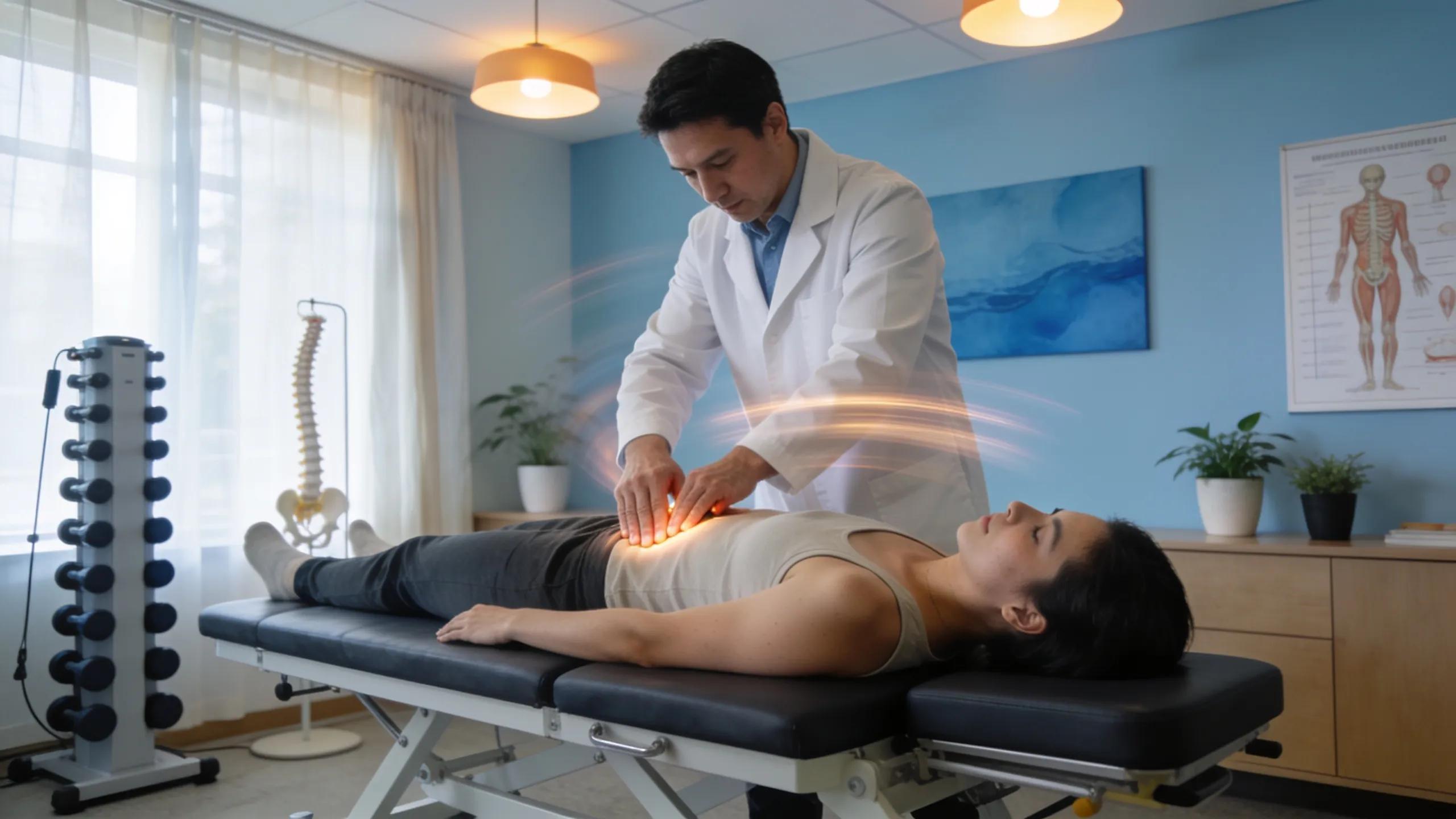 Chiropractor performing spinal adjustment on a patient, illustrating benefits of chiropractic care for back pain relief