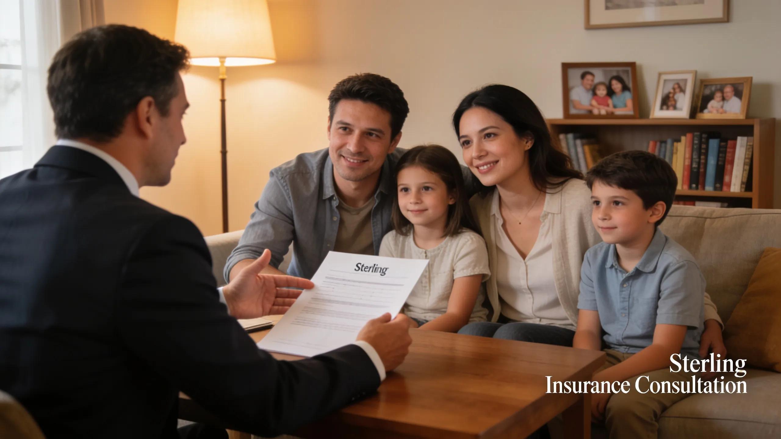 Local insurance advisors consulting with a family in Sterling