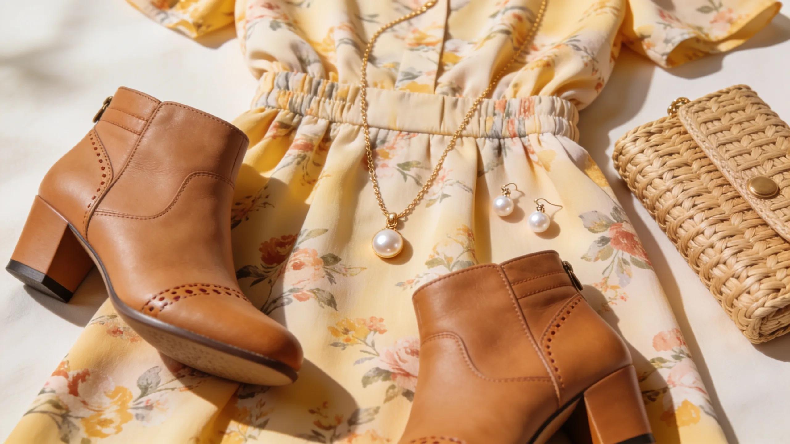 Stylish outfit for petite women featuring a cinched waist dress and accessories