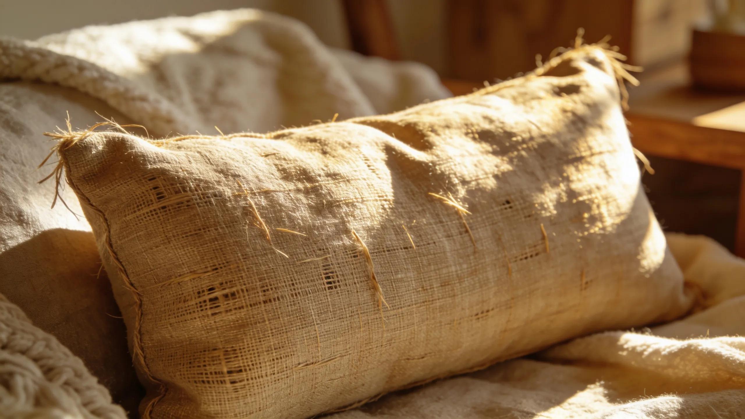 Close-up of breathable linen lumbar pillow emphasising fabric benefits for comfort and support