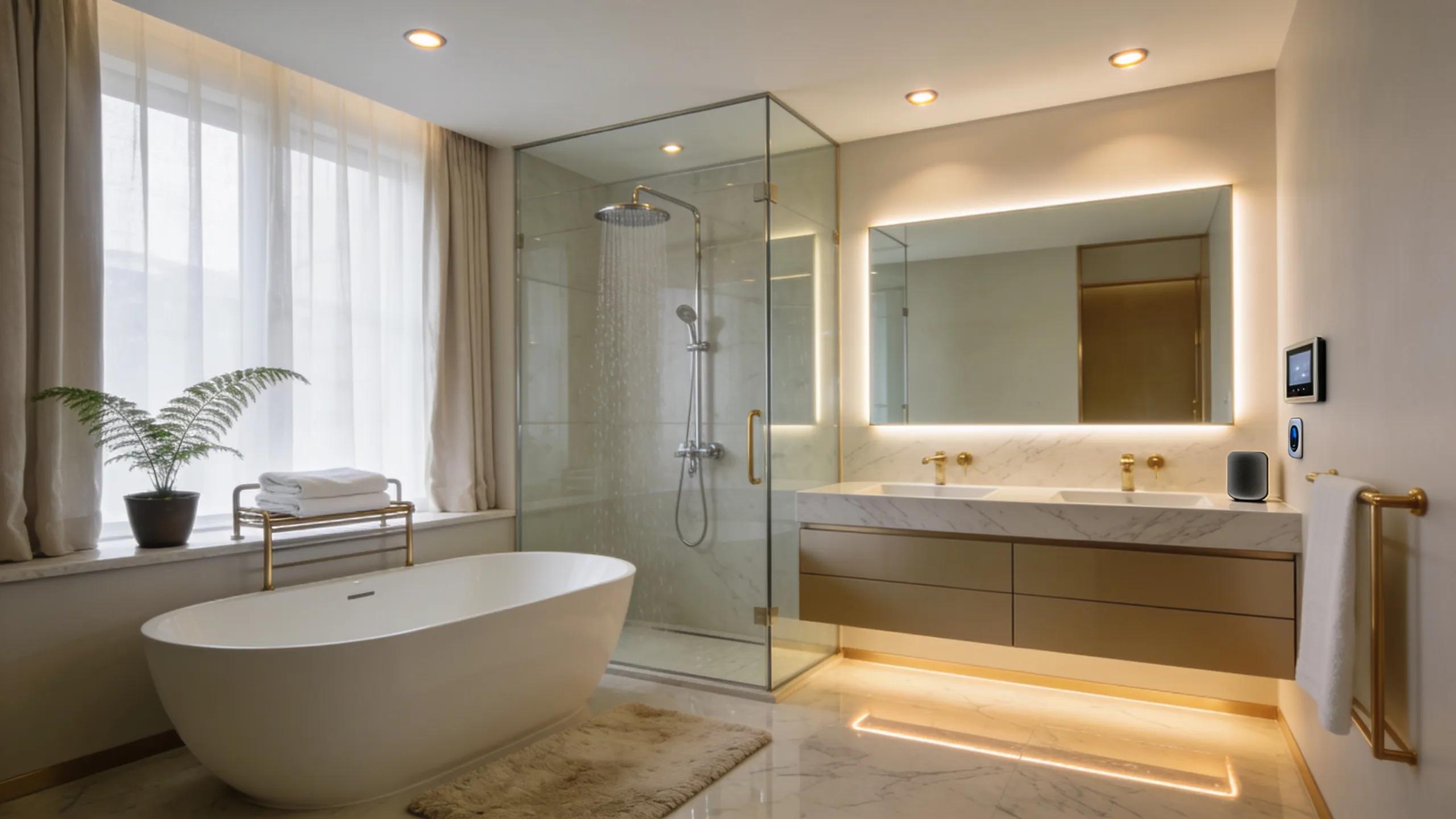 Beautifully renovated bathroom featuring modern fixtures and stylish design elements
