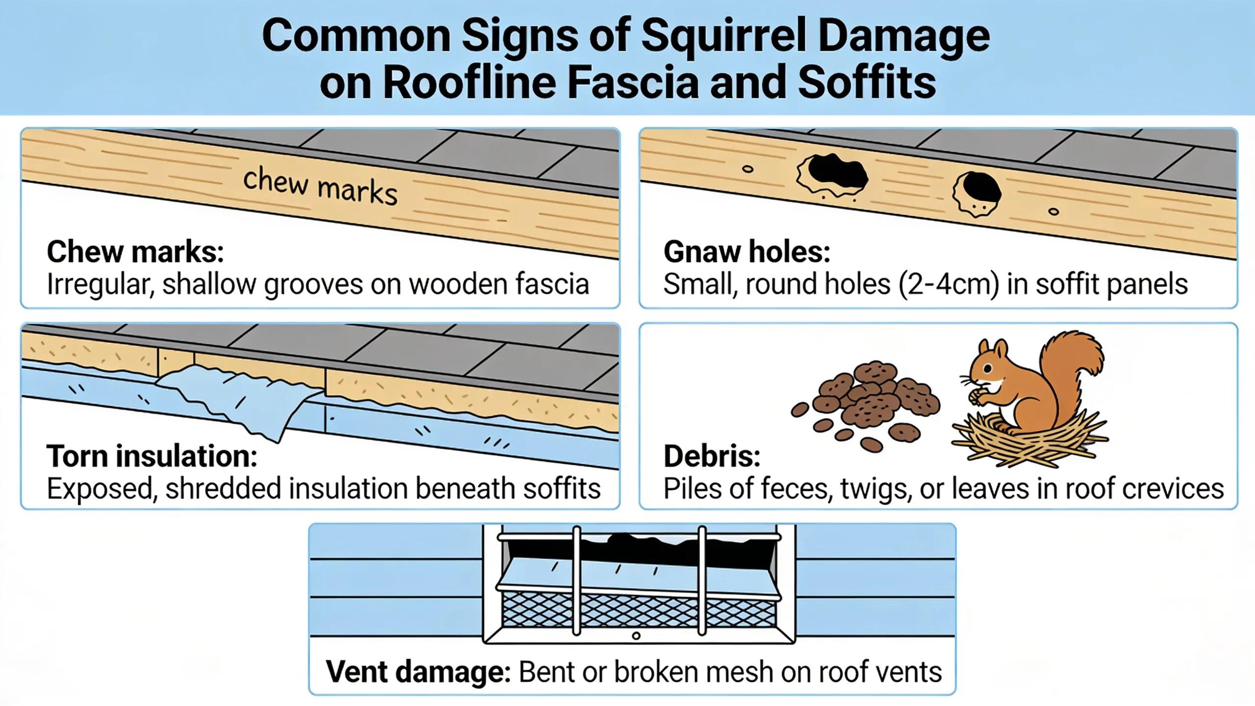 What Are the Common Signs of Squirrel Damage on Roofline Fascia and Soffits
