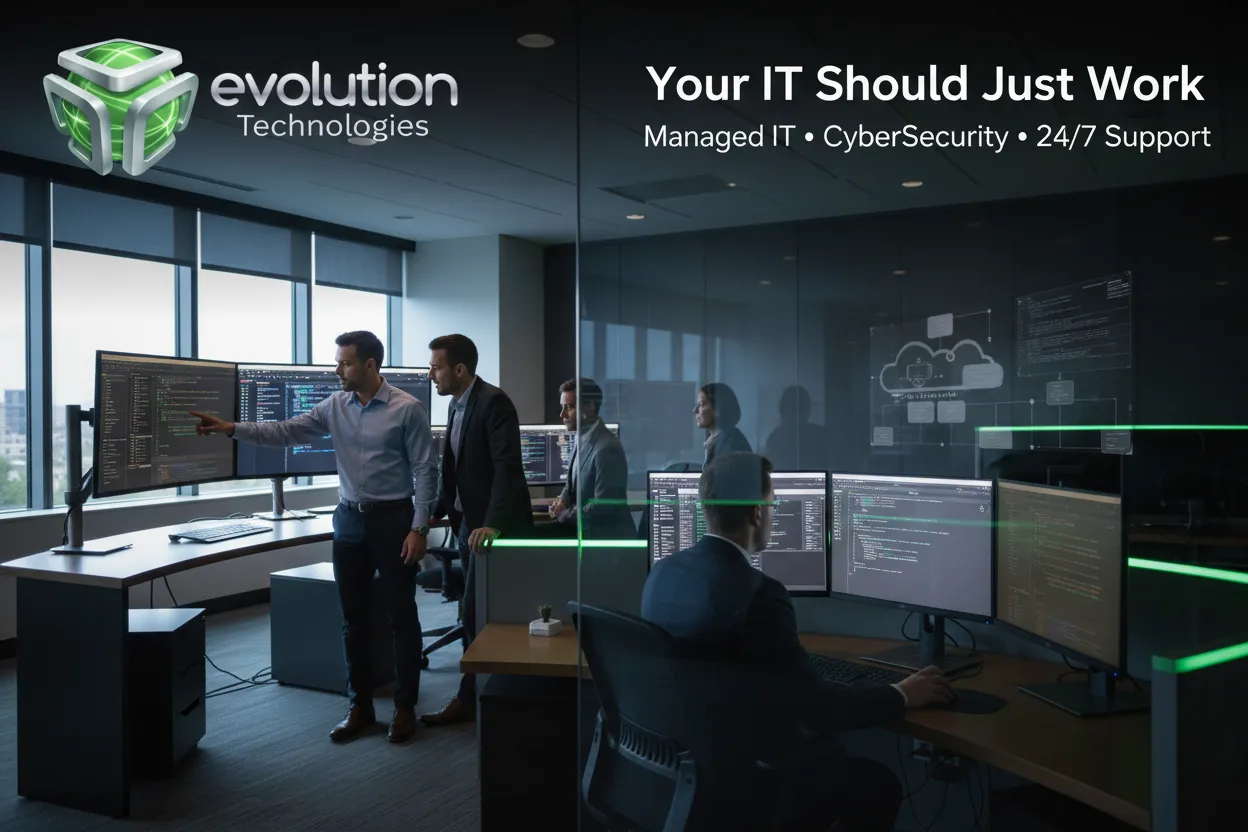 Business professionals reviewing IT solutions after completing a San Antonio IT office relocation