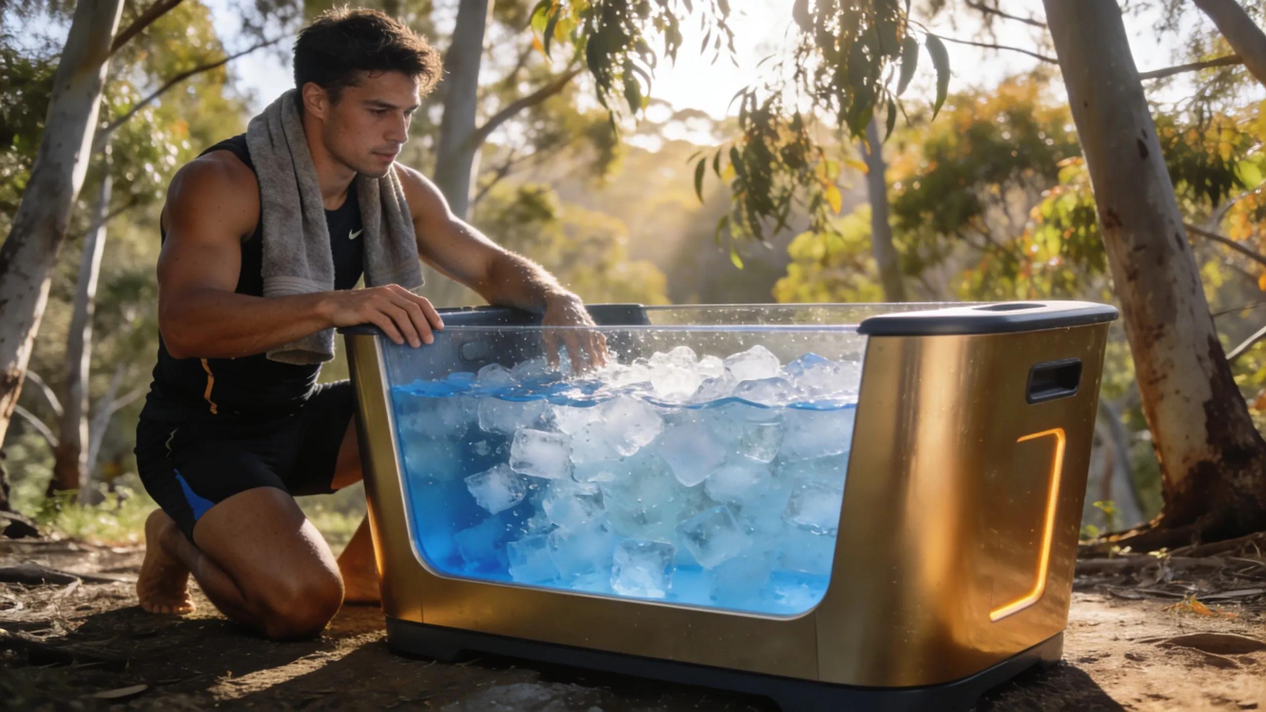 portable ice bath in serene outdoor setting promoting recovery and wellness