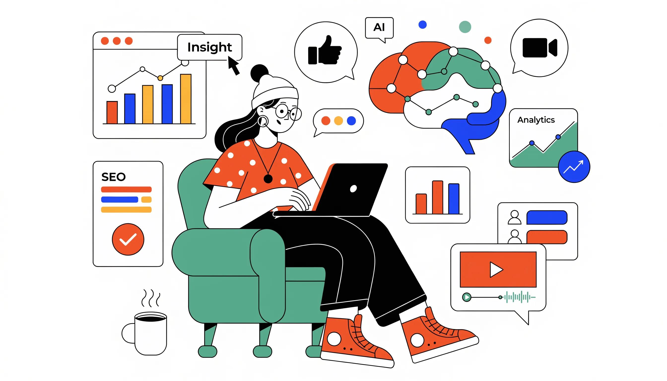 A coach engaged with AI tools for enhancing digital presence and audience engagement