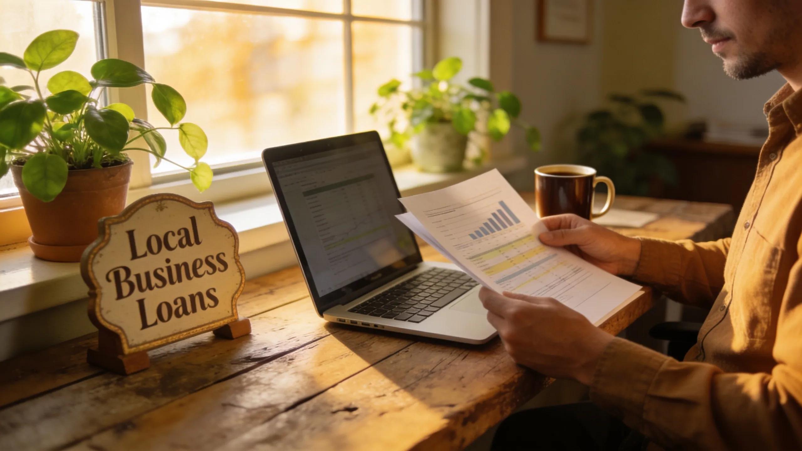 Small business owner reviewing financial documents in a Sterling office