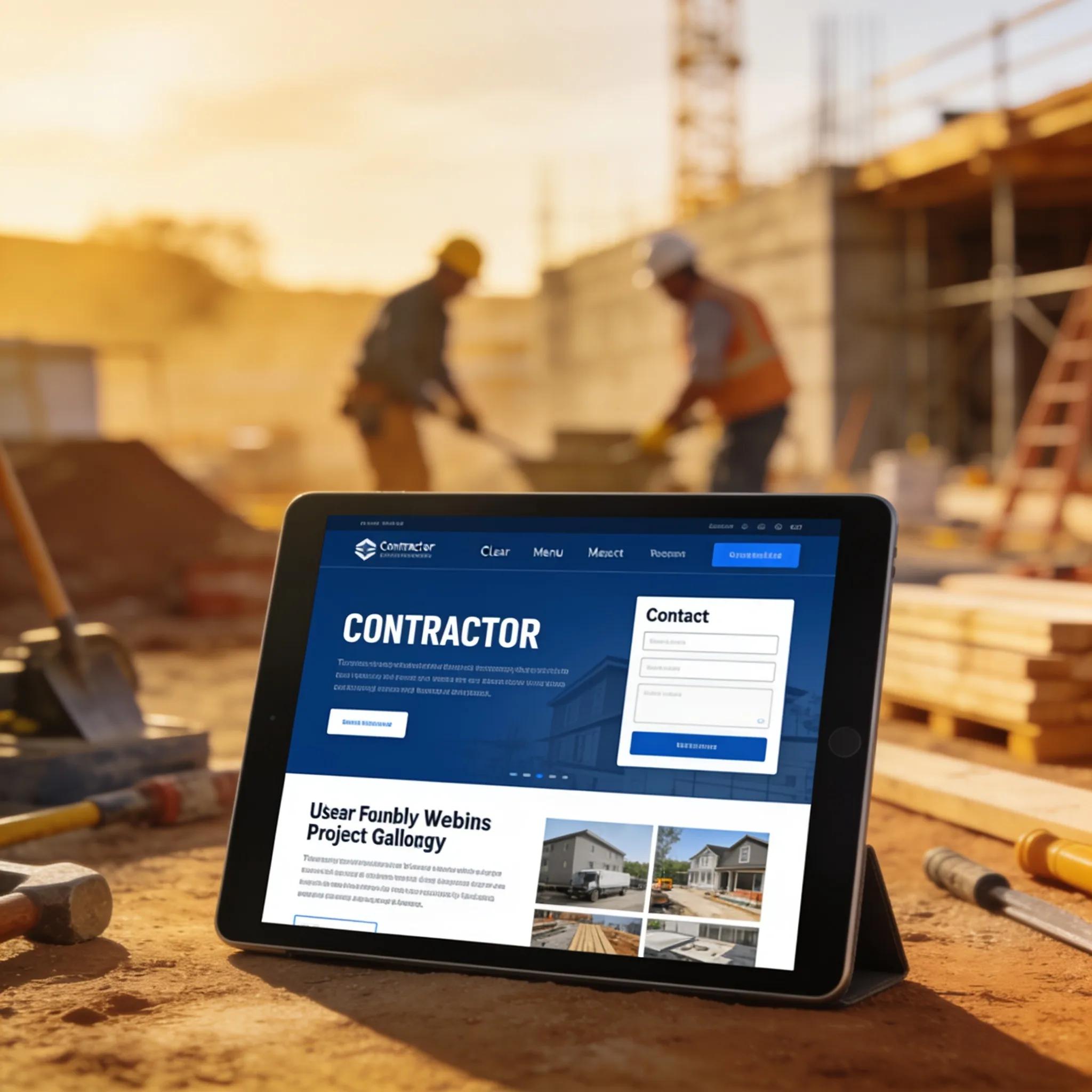 User-friendly contractor website displayed on a tablet with intuitive navigation