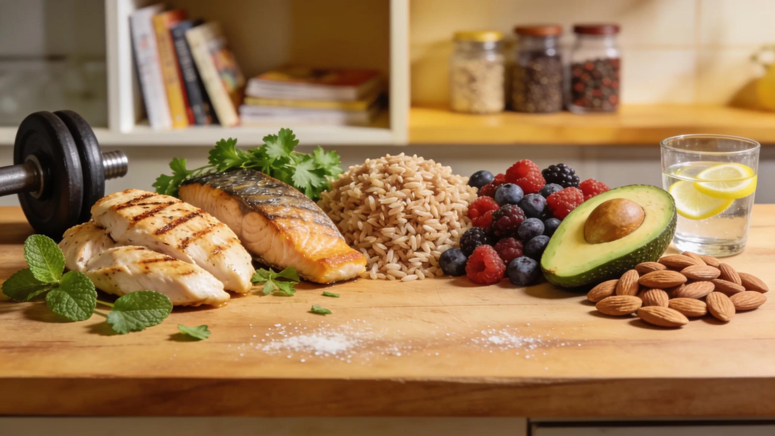 Healthy foods supporting strength training nutrition